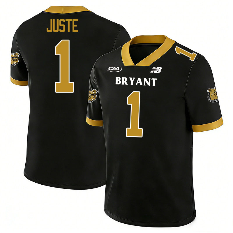 Bryant Bulldogs #1 Azarel Juste College Football Jerseys,Uniforms-Black